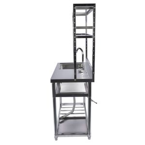 Lavello Commerciale Singolo in Acciaio Inossidabile da 39,4 Pollici con Set di Ripiani di Scarico per Cucina e Garage, Applicazione a Foro Singolo - Product Image 6