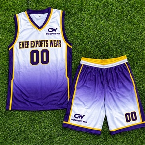 Tenue de basketball personnalisée blanche, violette et or, ensemble maillot et short pour équipe de basketball avec nom et numéro d'équipe, vêtements d'équipe, commandes d'équipe - Product Image 1