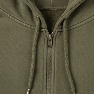 Sudadera con Capucha y Media Cremallera para Hombre, Color Verde Oliva, Corte Regular, Felpa Francesa, Informal, con Bolsillo Delantero, para Invierno - Product Image 6