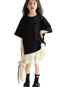 Camiseta Negra a Cuadros de Manga Corta para Niñas 2026, 100% Algodón, para Niñas Mayores, Fabricada en Bangladesh - Product Image 2