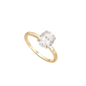 Anillo de Compromiso de Oro Amarillo de 18K con Moissanita de Cuatro Puntas, Anillo de Boda con Forma Ovalada - Product Image 3