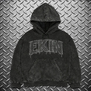 Sudadera con Capucha Personalizada, Lavada al Ácido, Estilo Desgastado, Corte Regular, Tejido Grueso, 100% Algodón, Transpirable, Estilo Hip Hop Urbano para Otoño - Product Image 1