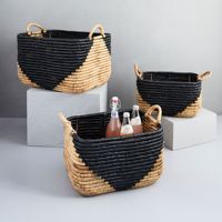 Panier de rangement rond en jacinthe d'eau, fait main, de luxe, durable, fournisseur en gros du Vietnam