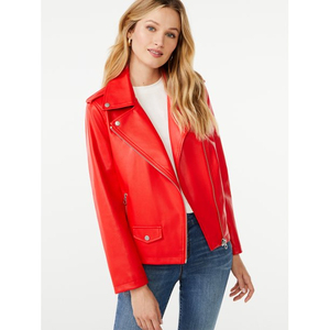 High Quality <b>Women</b> <b>Leather</b> <b>Jacket</b> Modern Casual Fashion Outerwear Stylish Zip Up Biker <b>Jacket</b> Custom Private Label Supplier - Product Image 1
