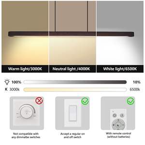 Lámpara Colgante LED de Madera de Nogal Ajustable de 51 Pulgadas, Diseño Moderno y Elegante para Comedor y Sala de Estar, Acabado en Color Nogal Elegante - Product Image 6