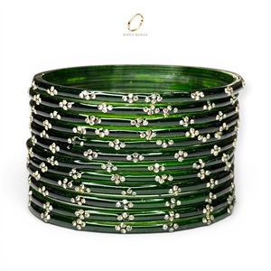 Pulseras de Cristal Kashmiri de Color Verde Esmeralda de Calidad de Exportación, Juego de Pulseras con Cristales en Forma de Gota de Lluvia para Mujer, para Bodas y Fiestas, Precio al por Mayor - Product Image 4