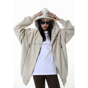 Sudadera con capucha gruesa de invierno 100% algodón de alta calidad personalizada de 500gsm con cremallera metálica bordada - Product Image 4