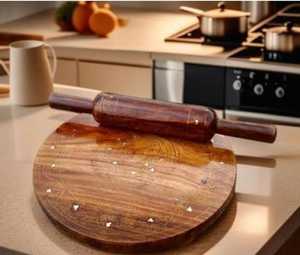 Handmade Wooden Chakla Belan <b>Rolling</b> Board and <b>Rolling</b> <b>Pin</b> Set - Product Image 2