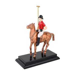 Luxuria Handmade Brass Polo Player <b>Figure</b> Horse Traditional Animal Sculpture Modern Eco-Friendly Tabletop Decor for Living Room - Product Image 2