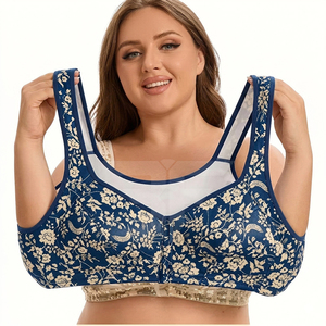 บราแบบสวมใส่สบาย ไร้โครงเหล็ก พิมพ์ลาย ผ้าฝ้าย 100% ไซส์ยุโรปอเมริกา ไซส์ใหญ่พิเศษ ขายดี - Product Image 1
