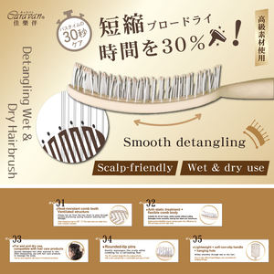 Cepillo para desenredar el cabello húmedo y seco de Caravan para cabello largo - Product Image 5