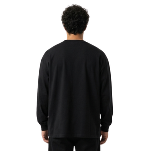 Hot Sale Casual <b>Mens</b> <b>Shirts</b> Heavy <b>Long</b> <b>Sleeve</b> <b>T</b>-<b>Shirts</b> Jet Black Crewneck Cotton Loose Fit Winter <b>Shirts</b> - Product Image 2