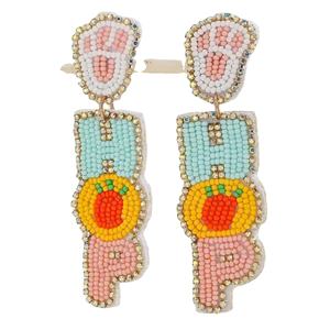 Boho-Chic arc-en-ciel fleur perlée boucles d'oreilles bijoux de déclaration fabriqués à la main avec poteaux en acier inoxydable cadeau de saint valentin - Product Image 4