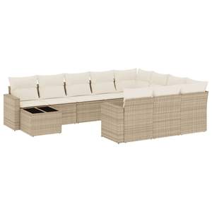 Ensemble de canapés de jardin en polyrotin beige de grande taille avec housses amovibles - Product Image 2