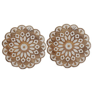 Dessous de plat en bois Mandala rond personnalisé pour casseroles et poêles porte-théières en bois de manguier tampons chauds décor de comptoir de cuisine décor à la maison - Product Image 2