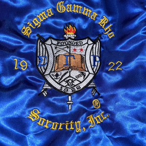 เสื้อแจ็คเก็ต Sigma Gamma Rho สีน้ำเงินรอยัล ผ้าซาติน พรีเมียม สไตล์บอมเบอร์  ผิวเงา  แฟชั่นลำลอง เสื้อคลุมสำหรับสตรี - Product Image 6
