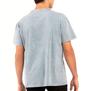 Casual Solid Acid Wash T-shirt 100% Cotton Knitted Breathable Customizable Premium Fabric O-neck Regular Fit For Outdoor - Product Image 2