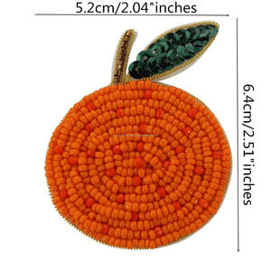 Broche de Cuentas Naranjas Hecho a Mano con Lentejuelas Bordadas, Aplique de Frutas, Accesorio de Moda de Diseñador al por Mayor - Product Image 1