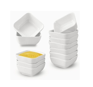 Petites coupelles carrées en céramique, mini-bols en porcelaine blanche pour sauce soja, condiments, snacks et sauces pour sushi - Product Image 2