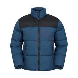 2025 recién llegado, chaqueta acolchada azul personalizada, cuello levantado, diseño de burbuja transpirable, estilo de calle alta, OEM, hecho en fábrica para el invierno - Product Image 1