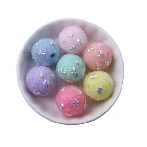 20MM 100 buah Per Lot campuran warna bening kristal berlian imitasi bola manik-manik gula untuk anak-anak kalung Chunky Perhiasan Diy