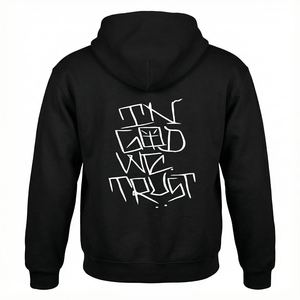 Sudadera con Capucha para Hombre con Estampado 'God We Trust', Cierre de Cremallera, Color Negro, Corte Holgado Informal, 100% Algodón, Estilo Otoñal, Servicio OEM - Product Image 1
