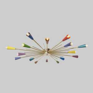 Plafonnier étoile en laiton de style moderne du milieu du siècle avec abat-jour colorés, luminaire d'intérieur pour salon - Product Image 4
