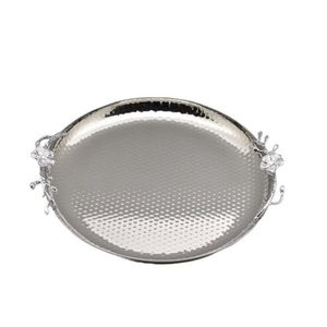 Wholesale Hammered Stainless Steel Serving Tray With Unique Bird Sculpted Handles <b>Table</b> Decoration Accessory Food Serving Tray - Product Image 6