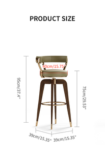 Tabourets de <span class=keywords><strong>bar</strong></span> pivotants de luxe modernes avec pieds en bois de frêne massif et structure métallique pour salles à manger, bars, hôtels, restaurants, cafés - Product Image 6
