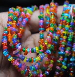Perles d'opale naturelle éthiopienne fumée multicolores, non taillées, de forme irrégulière, percées, taille 3-4 mm, longueur 16 pouces, pour la fabrication de bijoux - Product Image 4