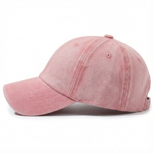 Casquette de baseball rose délavée vintage, couleur unie, 6 panneaux, non structurée, personnalisable - Product Image 6