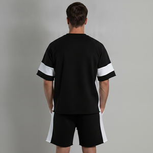 Conjunto de Camiseta y Pantalones Cortos de Alta Calidad, 100% Algodón Jersey, Estampado, Estilo Urbano, Tallas Grandes, para Hombre, Verano, Casual, Manga Larga - Product Image 5