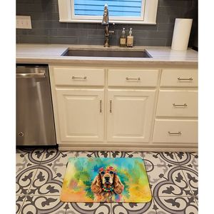 Cocker Spaniel Hippie Dawg Alfombra de baño de espuma viscoelástica Lavable a máquina Alfombra de cocina antifatiga Cojín cómodo en cocina y baño - Product Image 2