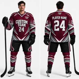 Printed Ice Hockey Uniform Jersey Pants Socks Set Flexible Oversized Padfriendly Breathable Quickdry Polyester <b>Athletic</b> Teamwear - Product Image 6