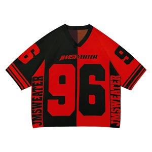 Maillots de football américain personnalisés pour hommes à manches courtes, col en V, légers, en mesh, à prix bas, style baggy - Product Image 6