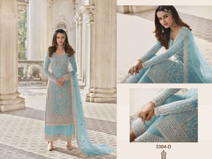 Salwar Kameez con Red de Mariposas Bordada y Adornada, Estilo Moderno para Bodas y Diwali - Product Image 5