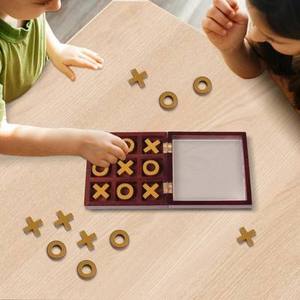 Jeu de Tic Tac Toe en bois artisanal, écologique, portable, jeu de stratégie familial, accent décoratif pour table basse - Product Image 3