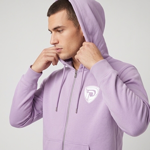 Sweat à capuche unisexe Dumela en molleton de coton lavande avec fermeture éclair, logo frontal, coupe oversize, écologique, pour l'hiver - Product Image 5