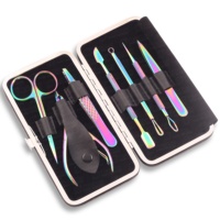 Ensemble de manucure professionnel 10 pièces en acier inoxydable japonais, coupe-ongles, ciseaux, pinces, aiguille à acné, boîte à outils de maquillage