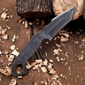 Lame vierge Tanto en acier au carbone Nordic Forge Full Tang avec anneau de maintien, couteau fixe personnalisé de 8 pouces pour la chasse, le camping et le dépecage - Product Image 5