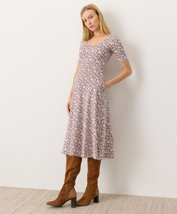 Robe ajustée en coton 100% personnalisée pour femme, tenue décontractée bohème à manches courtes avec poches et col rond - Product Image 3