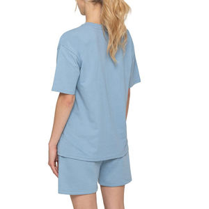 Ensemble T-shirt et short d'été pour femme en gros, 100 % coton, tenue décontractée deux pièces, vêtements personnalisables avec logo - Product Image 4