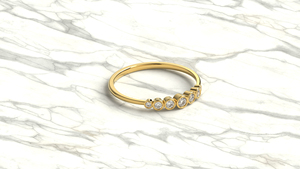 18K Gold Bezel Set Diamond <b>Wedding</b> Band Graduated Round Diamond Ring Bubble Ring Dainty Stackable Seven Stone Rings For Women - Product Image 3