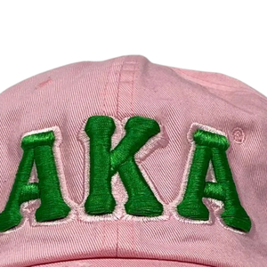 AKA Pink Hat Pink Distressed Cotton Baseball <b>Cap</b> with Green Embroidered Letters Adjustable Casual Outdoor Sports Hat for <b>Women</b> - Product Image 6