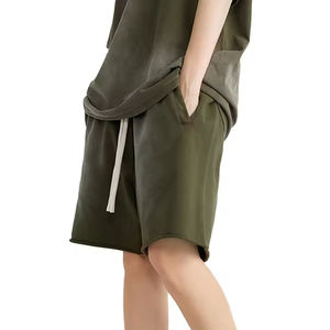 Pantalones Cortos de Algodón French Terry de 440 g/m² con Efecto Desgastado por el Sol, Estampado 3D en Relieve, Estilo Vintage, para Hombre, Deportivos, Lisos, con Lavado Ácido - Product Image 1