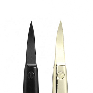 Ensemble professionnel de 2 ciseaux à cuticules, noir mat argenté, lame incurvée, ciseaux de manucure en acier inoxydable, éliminateur de peaux mortes, pour ongles - Product Image 5