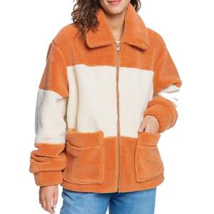 Vestes en polaire sherpa pour femmes à col montant coupe-vent Two Tonead, design personnalisé, streetwear d'hiver, veste zippée - Product Image 1