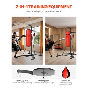 Supporto per Sacco da Boxe 2 in 1 in Acciaio Resistente, Altezza Regolabile, Attrezzatura per Boxe e Speed Bag, Supporto Autoportante per Sacco da Boxe - Product Image 2