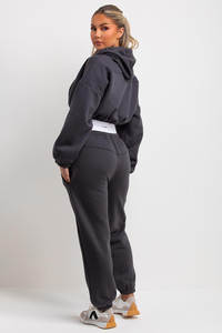 Survêtement pour femmes à manches longues, sweat à capuche court avec pantalon à cordon de serrage, vêtements de sport décontractés, survêtement personnalisé pour femmes - Product Image 6