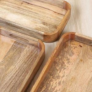 Bandeja de Servir Rectangular Grande, Ecológica, de Madera Clásica, para Sala de Estar, Mesa de Centro, Otomana, con 4 Posavasos, Diseño Tallado, F S - Product Image 3